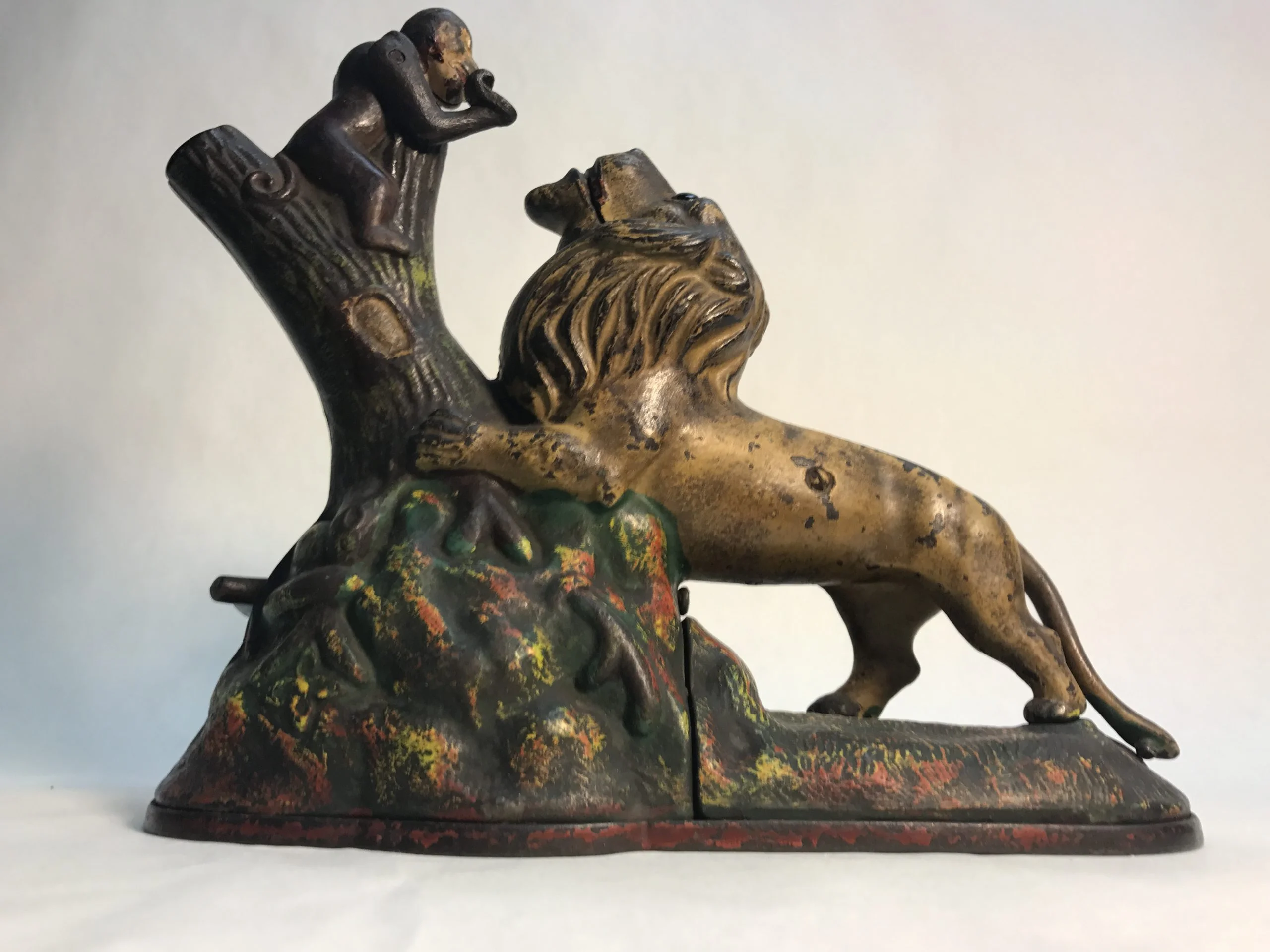 American lion and monkey mechanical bank