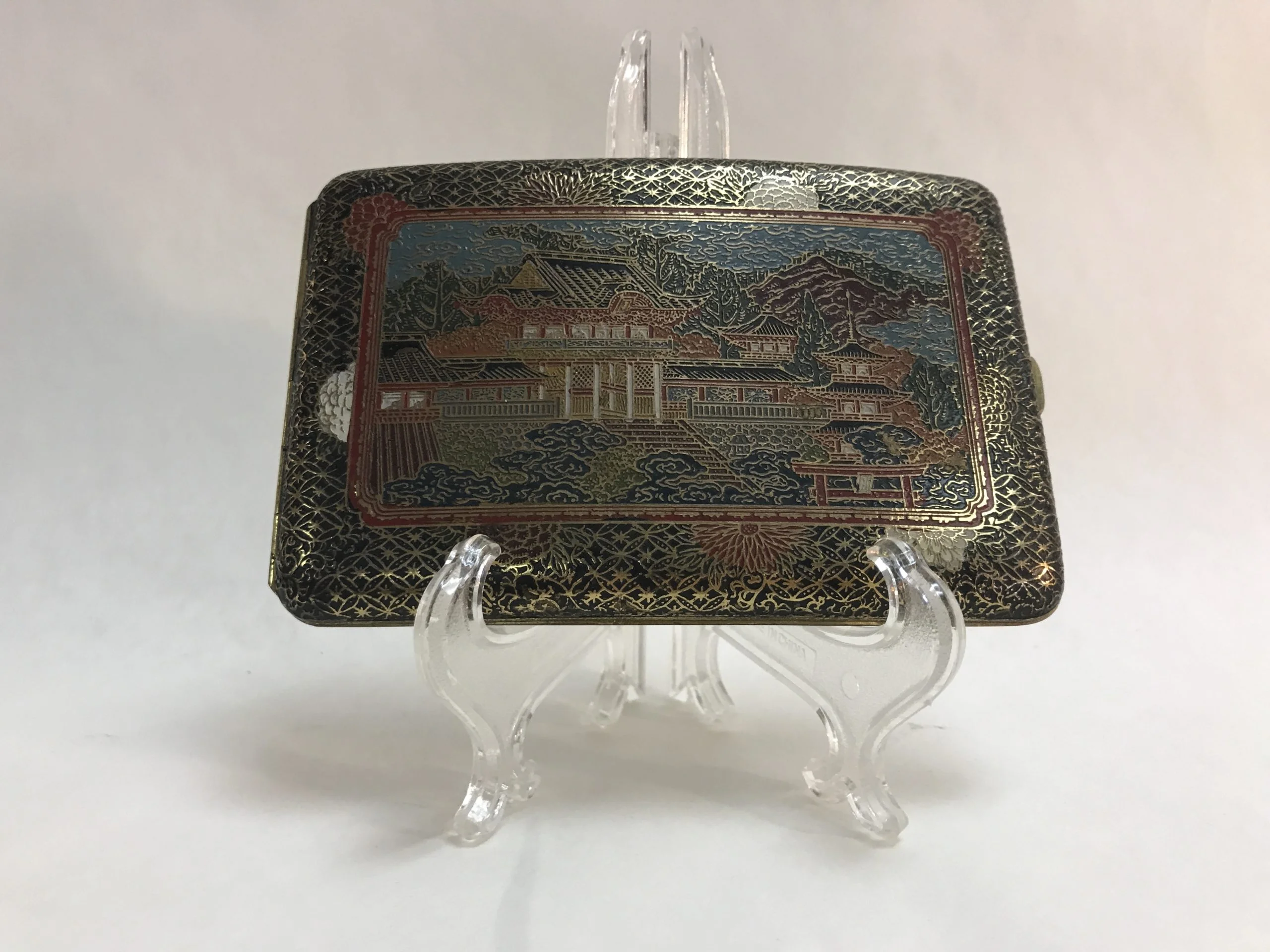 Sterling silver and cloisonné Japanese cigarette case