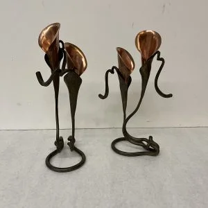 Signed Arts & Crafts Style Candle Holders